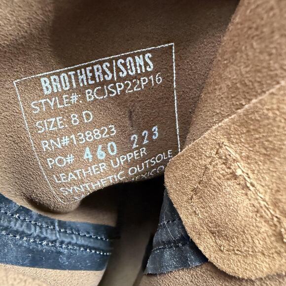 Brothers/Sons Western Harness Boots Mens Size 8 Brown Suede Square Toe Mid Calf main image 7